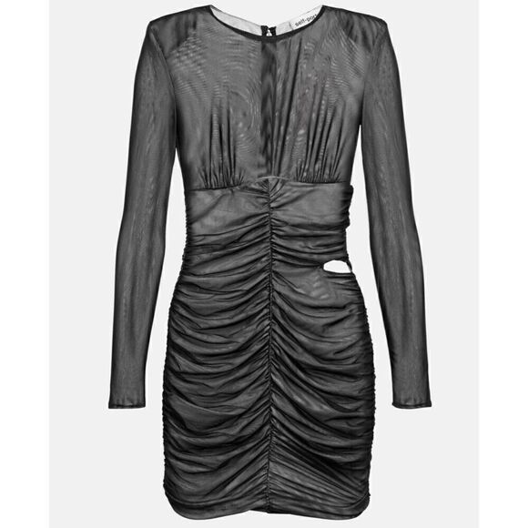 SELF-PORTRAIT DOUBLE MESH MINI DRESS WITH SIDE CUTOUT - Picture 5 of 14